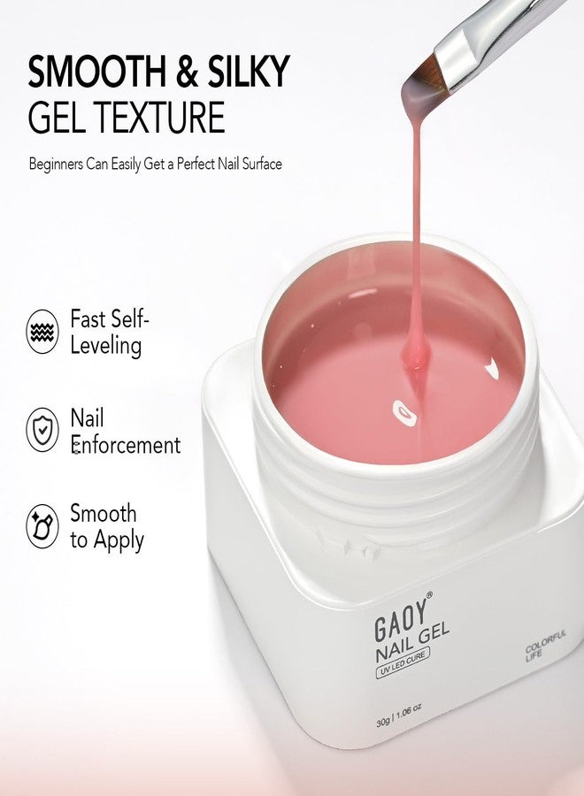 GAOY Colored Builder Base 30g with a Brush, 4-in-1 Long Lasting Nail Builder Gel Nude Pink Natural Jelly, Soak Off UV Light Cure Nail Strengthening, Sea Pink - Image 2